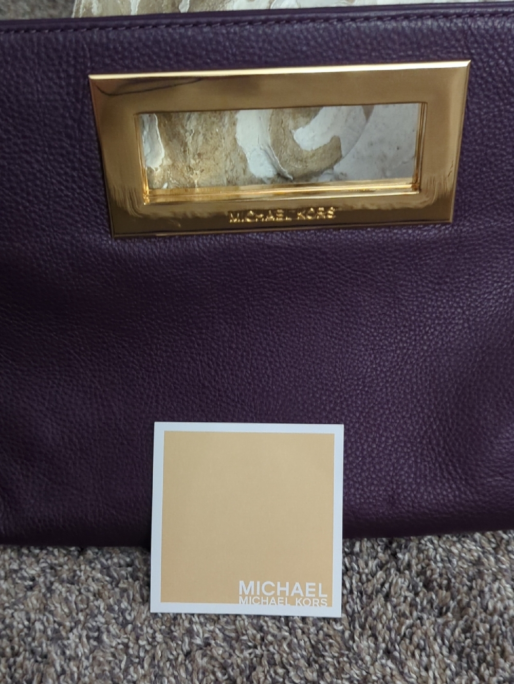 Michael Michael Kors Leather Purple Clutch - Picture 3 of 6
